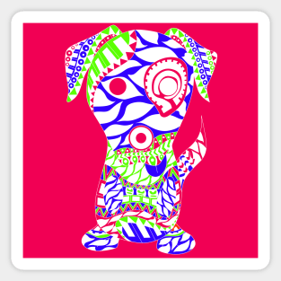 dog in tattoo pattern in ecopop tribal art Sticker